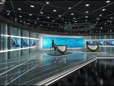 Virtual TV Studio News Set 3 3D model