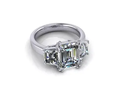 Three Stone Woman Emerald Ring 3D print model
