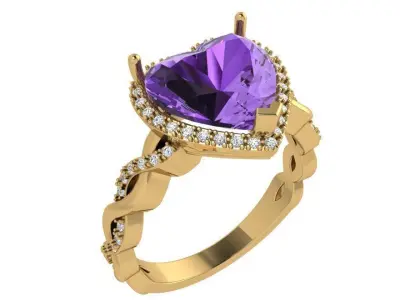 Heart Halo Twisted Ring 3410 3D print model