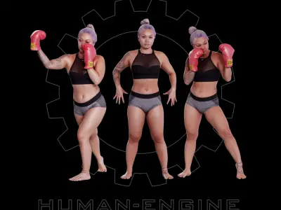 Violet A-pose with Boxing Poses Bundle 3D model