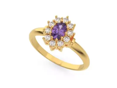 Engagement oval diamond ring 3D print model