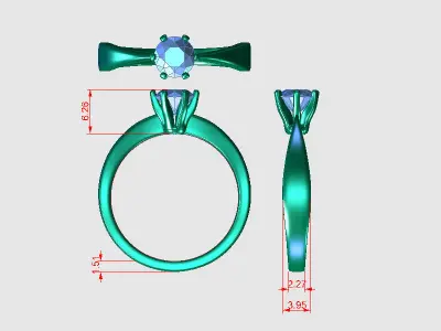 R RA02 engagement ring solitaire 3D print model