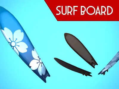 SURF BOARD 05 CARTOON STYLIZED Low-poly 3D model