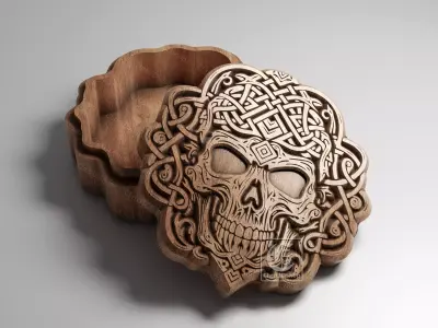 V-Carved Skull Jewelry Box - Digital Files for CNC Router 3D print model