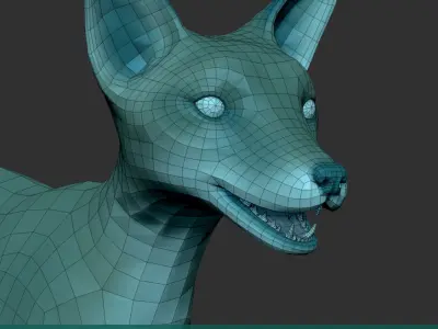 Fox Dog Basemesh Unwrapped Animation Groom Subdivision Ready Low-poly 3D model