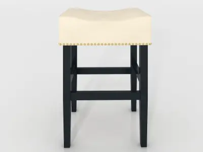 Chantal Leather Counter Stools - Ivory 3D model