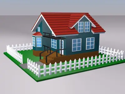 cartoon house 3D model buy