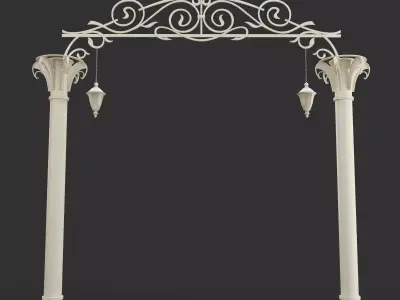 Arch Entry Columns and Lights Set 3D model