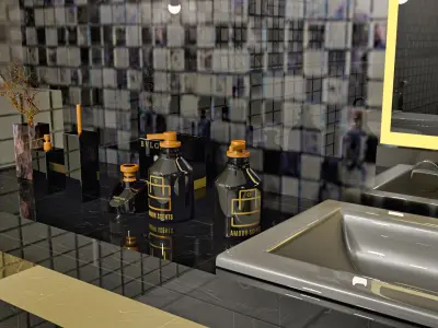 Bathroom-modern modern bathroom with tiled walls 3D model