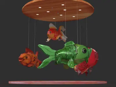 Chinese fish  lantern  Low-poly 3D model purchase