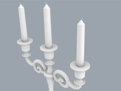 Vintage Candlestick with Candles Low-poly 3D model
