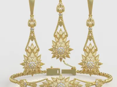 Ring Bracelet Earring and Pendant Set 3D printable model 0026 3D Model Pack