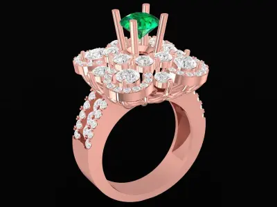 Luxury Three Tier Floral Halo Ring for Women  3509 3D print model