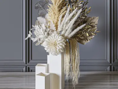 Flower Set 055 Pampas gold leaves 3D model