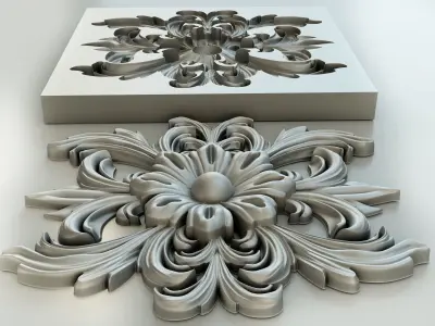 Flower with leaves - silicone or plaster mold  3D print model