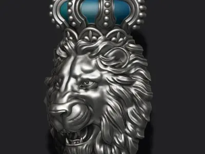 Lion pendant with crown new 001 3D print model