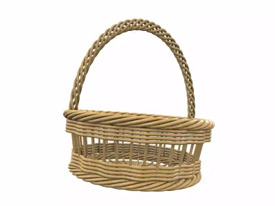 Wooden wicker basket 3 3D model