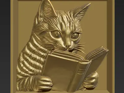 Cat Reading A40 3D print model