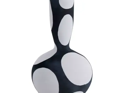 Handmade Black and White Pottery Vase 3D model