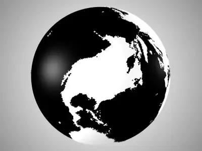 Solid Color White Black  Globe 3D model