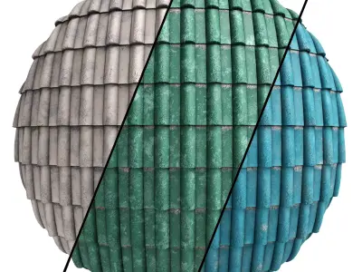 Roof Tile Materials 3- By 3 color Pbr By Sbsar 4k Texture