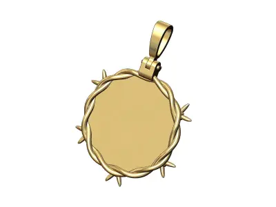 Floral  scroll ornament barbwire thornes pendant with bail 3D print model