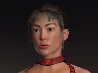 Woman Warrior Low-poly 3D model