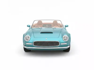 Classic Aqua Blue Convertible Sports Car Low-poly 3D model