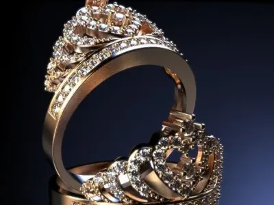 Crown ring Silver Gold  Print 3D print model