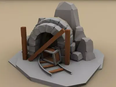 Stone Mine Free low-poly 3D model