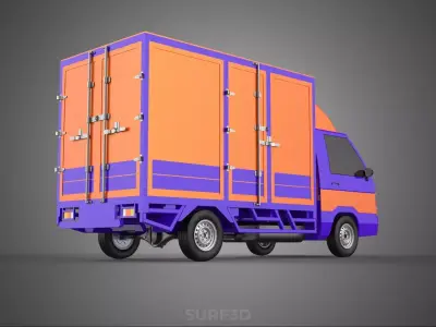 FEDEX BOX TRUCK PICKUP CARGO FREIGHT CUBE VAN CAR COURIER PARCEL 3D model