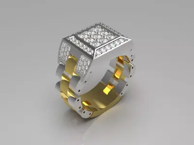 Luxury man Rolex design diamond ring model ror0021 3D print model