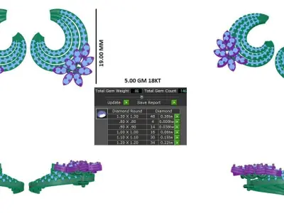 Women Earrings 3dm STL OBJ FBX Renders Details 3D print model shop