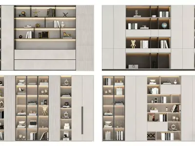 Modern Light Luxury Bookcase 3D model