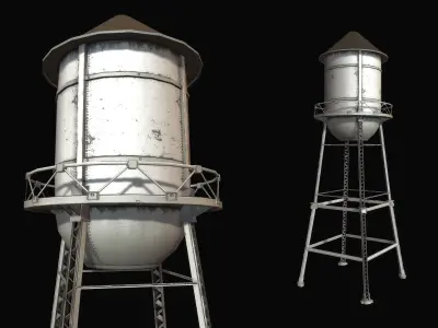 Old Water Tower Low-poly 3D model
