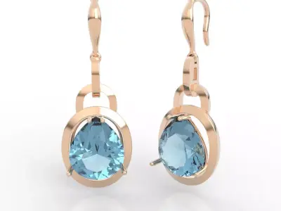 Pear Cut Drop Earrings 3D print model
