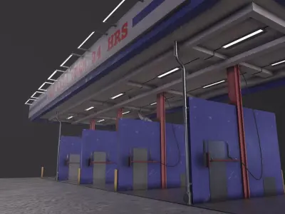 Car Wash 3D Model Low-poly 3D model