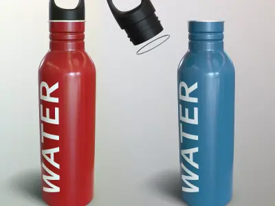 Metal Bottle Water Low-poly 3D model