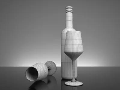 Wine Set 01 3D model