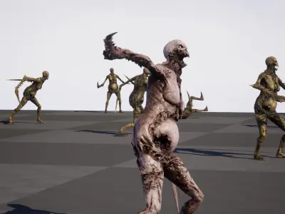 Necromutant5 skeleton holding sword Low-poly 3D model