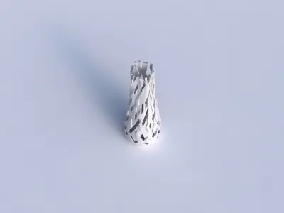 Vase semi quadratic with cuts and bulges 3D print model