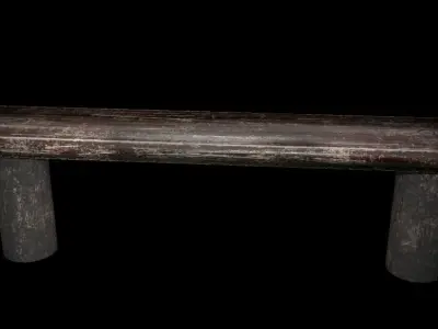 Old wooden bench low poly Free low-poly 3D model