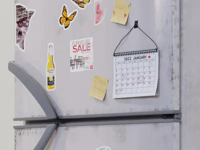 realistic fridge spongebob squarepants sticker 3D model