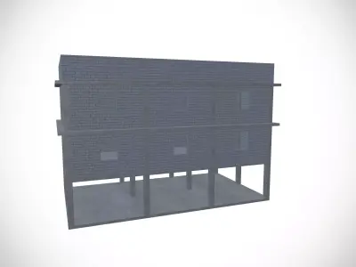 Under construction building Low-poly 3D model