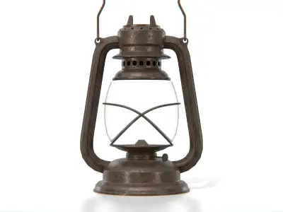 Rusty Vintage Kerosene Lantern Low-poly 3D model