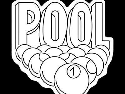 Billiard Pool Neon Sign 3D model