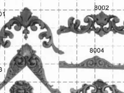 Western flowers 3d model DD1 classical Luxury gold mirror frame 3D model