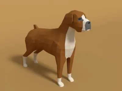 Low Poly Cartoon Boxer Dog Low-poly 3D model