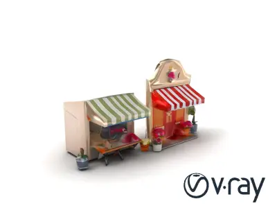 Charming Flower Shop Spring Design model pack Low-poly 3D model