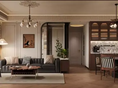 Livingroom and Kitchen 3D model